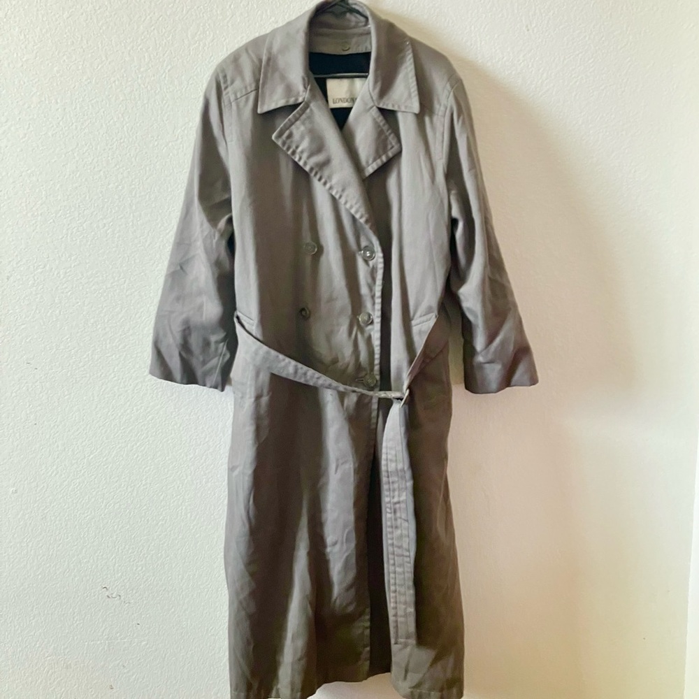 London Fog Dark khaki/olive Trench sz 14